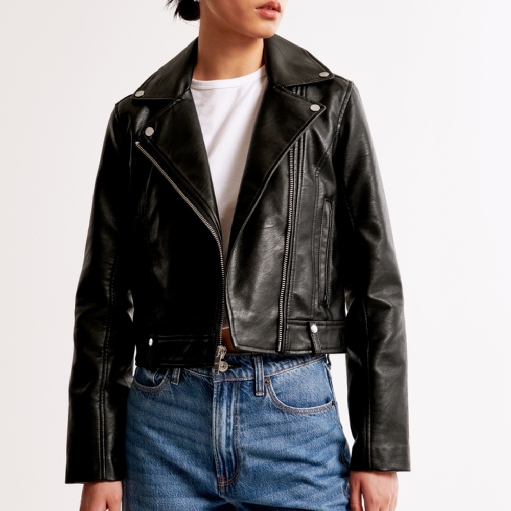 Abercrombie Vegan Leather Moto Jacket NWT - Picture 2 of 6